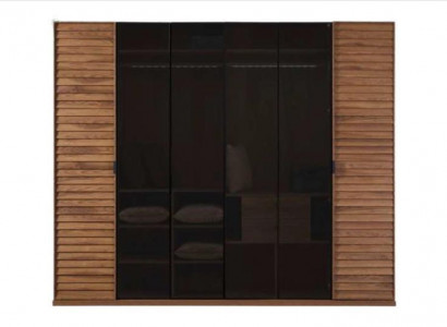 Kleiderschrank Schiebtüren Glastüren Schlafzimmermöbel Spiegel Braun